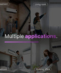 Image showing usage of Beefed Up 10 Foot Extension Cord For Air Conditioners And Appliances in various rooms like basement, bedroom, and office.