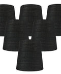 Set Of 6 Off White Linen Clip On Chandelier Lamp Shades, 4 Inch Top Diameter, 5 Inch Bottom Diameter, 5 Inch Height, Hardback Linen Fabric, Clip On Fitter For Teardrop Or Torpedo Candelabra Bulbs, Not For Standard Bulbs, 40 Watt Max displayed in black