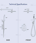 Technical specifications of 10 Inch Matte Black Shower Set With Square Rain Head And Handheld, Wall Mounted Rainfall Fixtures