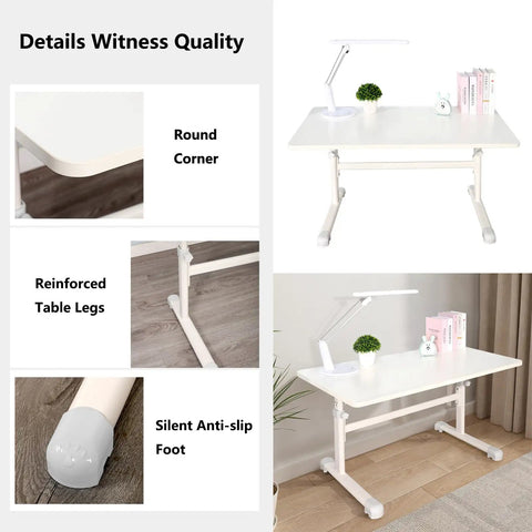 Rock Solid Manual Standing Desk With Easy Crank Adjustment Ergonomic Sit To Stand Workstation Table with round corners and reinforced legs.