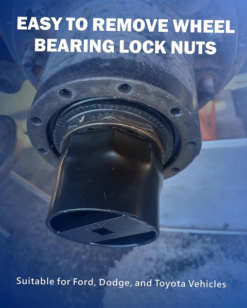 7 Piece Wheel Bearing Lock Nut Socket Set With Half Inch Drive SAE And Metric 6 Point Axle Nut Sockets in use