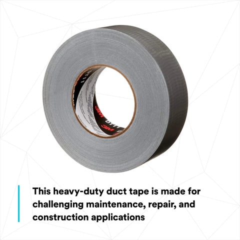 Heavy Duty Duct Tape DT11 Silver 48 mm x 54.8 m (11 mil), polyethylene-backed cloth, roll for repairs, side view.