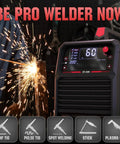 Five In One Tig Welder And Plasma Cutter All Purpose Welding Machine With Cut HF TIG Pulse TIG Spot Welding And Stick 200 Amp TIG And Stick 50 Amp Plasma Cutting Dual Voltage 110 220V For Home Shop Pros And Pro Grade Welders in use with sparks