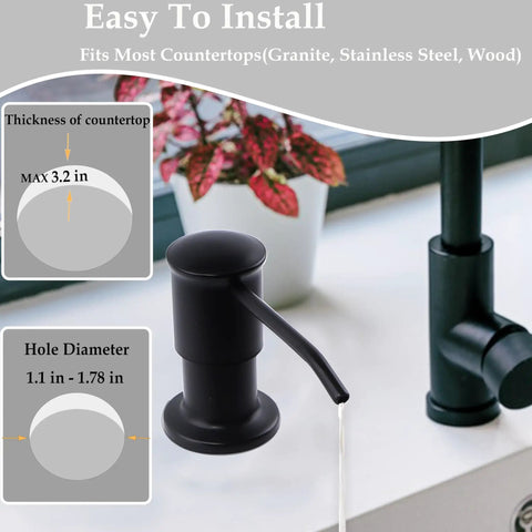 Brushed Nickel Kitchen Sink Soap Dispenser With 47 Inch Extension Tube Kit And 17 Oz Bottle Built In Pump 360 Degree Rotating Nozzle