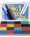 Heat Shrink Tubing Kit With 4 To 1 Shrink Ratio Adhesive Lined Wire Wrap Tubing Marine Grade Industrial Quality 7 Sizes In 5 Colors 600 Pcs Pro Grade For Auto Marine And DIY Projects Quick Seal And Durable Insulation in open plastic case