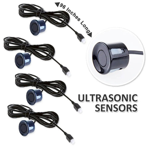 Four Sensor Car Reverse Parking Radar System With LED Display Ultrasonic Back Up Sensors Kit components with cords