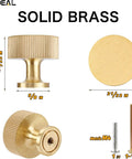 6 Pack Solid Brass Cabinet Knobs Pulls Set In Gold Brushed Finish For Cabinets Drawers And Dressers Modern Handles 1x1 Inch 25mm By 25mm Dope Hardware Kit Heavy Duty Durable Upgrade Your Space. solid brass knob with brushed gold finish, 25mm size, shown with screws