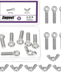 12Pcs M8 X 30mm 304 Stainless Steel Eye Bolts And Wing Nuts Kit With Shoulder Swing Lifting Eye Bolts Fisheye Rigging Bolts