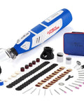 12V Cordless Rotary Tool Kit With 35000 RPM, Five Speed Settings, Keyless Chuck, Type C Charging, 110 Accessories Shown