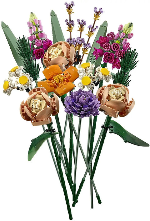 Botanical Flower Bouquet Building Kit With 15 Realistic Stems Like Roses Snapdragons Poppies Asters Daisies And Grasses For Adults A Dope Home Decor Craft Set That Feels Like A Real Life Florist Project, multicolor LEGO-style bouquet