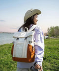 Woman with Go To Lightweight Waterproof Backpack For Everyday Adventure in nature setting