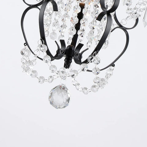Detail of Plug In Mini Black Chandelier Hanging Light With Cord Switch Perfect For Bedroom Living Room And Dining Room Ceiling