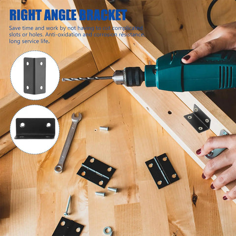 Stainless Steel Corner Braces Set Of 4 Black L Shaped Right Angle Brackets With Screw Holes for DIY furniture assembly