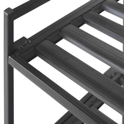Heavy Duty Stackable Steel Shoe Rack Three Tier Multi Purpose Floor Organizer Clutter Fighting Design With Roomy Shelves For Sneakers And Coats Simple Setup In Ash Gray