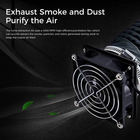 High Efficiency 4000 RPM Fume Extraction Kit For 3D Printer Enclosures with fan and telescopic hose