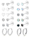 Hypoallergenic Flat Back Stud Earrings For Sensitive Ears Women And Men Surgical Steel 316L Stainless Nickel Free Lead Free No Irritation Allergy Free Rust Resistant Comfortable Everyday Jewelry, mixed styles