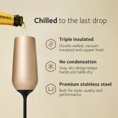 Top Tier Insulated Champagne Flute With Detachable Stem And Secure Lid Premium Stainless Steel Tumbler, 8 oz champagne glass.