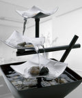 Chill Tabletop Water Fountain for Home Decor and Relaxation with river rocks and deep basin, 8.25 inch tall
