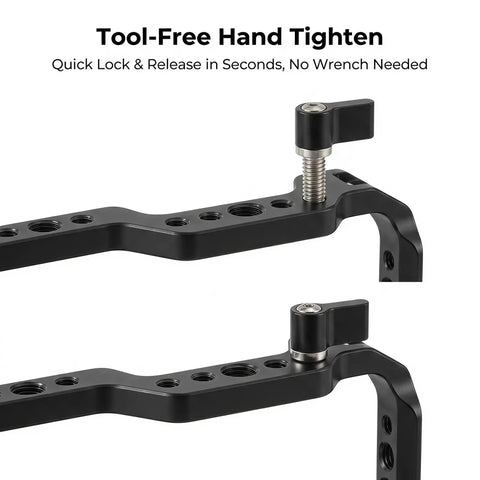 Heavy Duty L Handle Thumb Screw Kit 6 Pack M5 And M6 Camera Screws with black aluminum clamps for quick tool-free locking.
