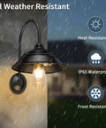 Solar Barn Light Outdoor Wall Sconce With Motion Sensor And 3 Lighting Modes Waterproof Farmhouse Style for all weather conditions.