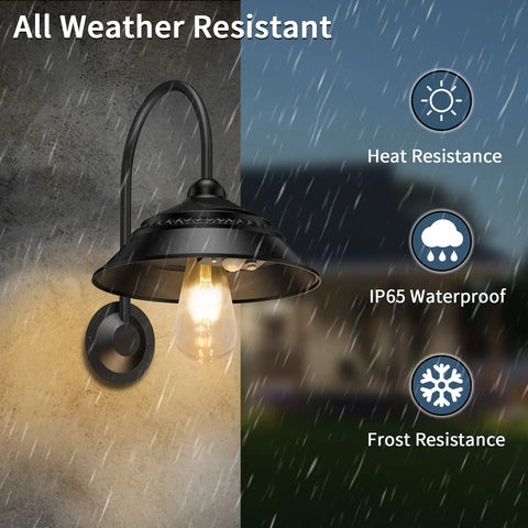 2 Pack Solar Barn Lights Outdoor Wall Sconces With Motion Sensor And 3 Lighting Modes, waterproof in rain illustration