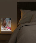 2 Pack 5x7 Sublimation LED Acrylic Photo Frames Night Lights Heart Shape With Warm Color Light And Wood Stand Blank Frames