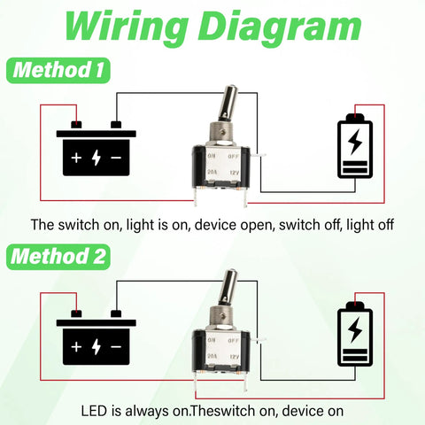 LED Lighted Rocker Toggle Switch Set 12V SPST 3 Pin On Off, 3 Piece Pack With Silver Plated Terminals And Sturdy Wood Body, Built Tough For Auto Marine And DIY Electronics Projects wiring diagram with battery and lamp