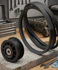 Must Have Idler Pulley And Drive Belt Combo Kit For Stens Z254F And CZ3815 Mowers, featuring black rubber construction.