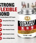 Heavy Duty Contact Cement Adhesive With Brush For Wood Leather Rubber And Laminate Repairs Tough As Nails Neoprene Glue 4.16 Oz.