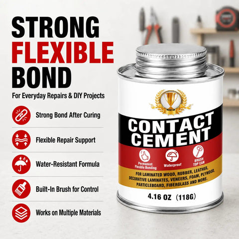 Heavy Duty Contact Cement Adhesive With Brush For Wood Leather Rubber And Laminate Repairs Tough As Nails Neoprene Glue 4.16 Oz.