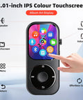 Dope 128GB Bluetooth 5.3 MP3 Player With 2.01-Inch Touchscreen and rotary buttons, featuring album art display and controls.