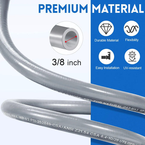 Six Foot Three Eighth Inch Inner Diameter Natural Gas Hose Replacement And Conversion Kit For Grills And Fire Pits features