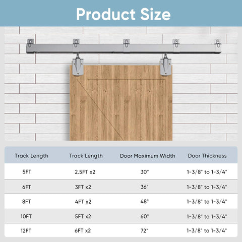 12 Ft Heavy Duty Exterior Barn Door Hardware Kit For Outdoor Use, Box Rail System With 450 Lb Capacity, Silver Finish, 12 ft track