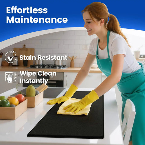 Non Slip Anti Fatigue Kitchen Mats Set, 3 Pack, Waterproof Cushioned Floor Rugs for standing comfort, in use on kitchen countertop