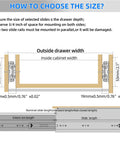 Diagram showing installation guidelines for Beefy 260 Lb Heavy Duty Drawer Slides Full Extension 53mm Wide 18 Inch 1 Pair Steel Ball Bearing Rails