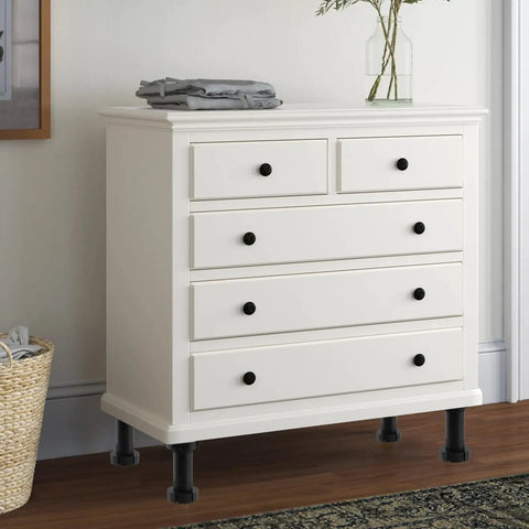 Dresser supported by 10 Pack Cabinet Leveler Feet 3.78 Inch Height Adjustable With Screws, example of sturdy cabinet installation.