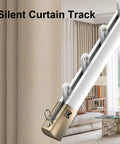 Heavy Duty Ceiling Curtain Rails With Double Track System Silent Sliding And Modern Gray Finish 11.2ft Length 3.4m Ceiling Mount Curtain Rod For Office Living Room Bedroom Kitchen Farmhouse And Outdoor Use in a living room interior