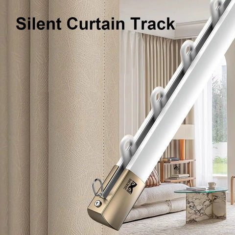 Heavy Duty Ceiling Curtain Rails With Double Track System Silent Sliding And Modern Gray Finish 11.2ft Length 3.4m Ceiling Mount Curtain Rod For Office Living Room Bedroom Kitchen Farmhouse And Outdoor Use in a living room interior