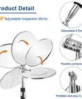 4 Pack Telescoping Inspection Mirrors Set With Round And Rectangular Heads Flexible And Handy Adjustable 6 To 25 Inch Extension 360 Swivel