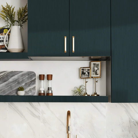 Stainless Steel Look Peel And Stick Contact Paper Dark Green Waterproof Metallic Wallpaper For Kitchen Backsplash And Countertops