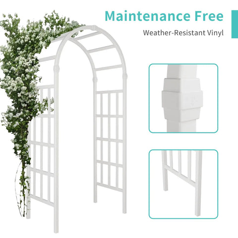 White Vinyl Garden Arbor For Weddings And Outdoor Parties PVC Arch Backdrop For Ceremony Garden Trellis For Climbing Plants