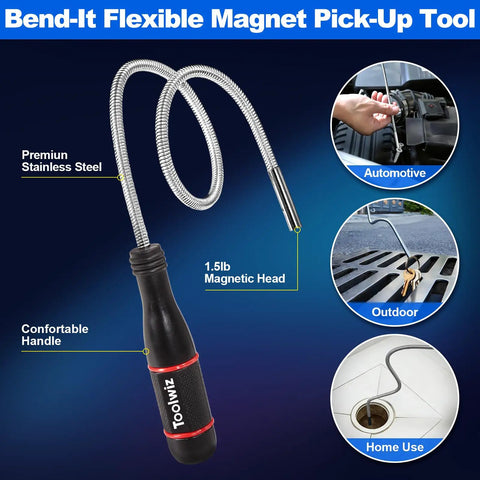 4 In 1 Magnetic Pickup Tool Set With Extendable Grabber And Flexible Claw 8 Lb Heavy Duty Magnet Bendable Spring Magnet Stick For Car Repair Garage Workshop And Home Use