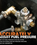 Adjustable Fuel Pressure Regulator With Gauge For Holley And Edelbrock Carburetors Dial In 4.5 To 9 PSI installed in engine