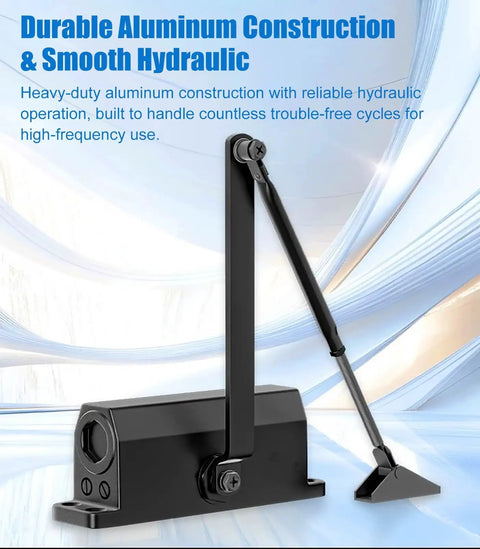 Heavy Duty Automatic Hydraulic Door Closer For Interior Doors Self Closing Black Aluminum Gate Spring Damper Quiet Soft Close System