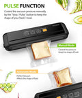 Automatic Vacuum Sealer Machine With Built In Cutter, 90KPa Vacuum, dry and moist modes, pulse function sealing sandwich