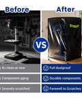 Tough As Nails Heavy Duty Waterproof Cover Slick Fit Dust Shield for 10 Inch Mini Benchtop Drill Press before and after protection.