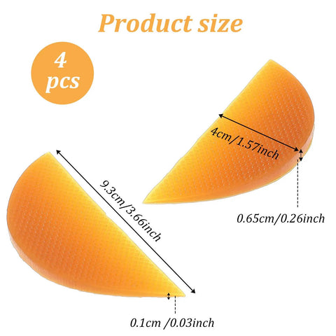 Bevel Design Rubber Heel Patch Kit For Shoes With Anti Slip Patches showing size details of semi-circular sole pads.
