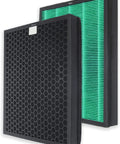 2 Pack Replacement Filter Set For Coway AIRMEGA 400 And 400S Max 2 With Green And Active Carbon Filters front and back view