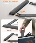Ergonomic Metal Laptop Stand With Wrist Support And Detachable Riser For A Dope Desk Setup That Elevates Your Screen To Eye Level Fits 10 To 17 Inch Laptops Like MacBook Air Pro Dell XPS HP And More Sturdy Black, showing detachable design and palm rest in detail.