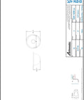 Technical drawing of Half Sphere Stainless Steel Sink With Brushed Finish, 9.5 Inch Wide, 4.75 Inch Deep, Marine Grade Galley Sink For Boats Or RVs.